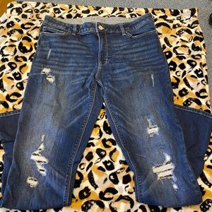 White House Black Market Blue Distressed Skinny Jeans